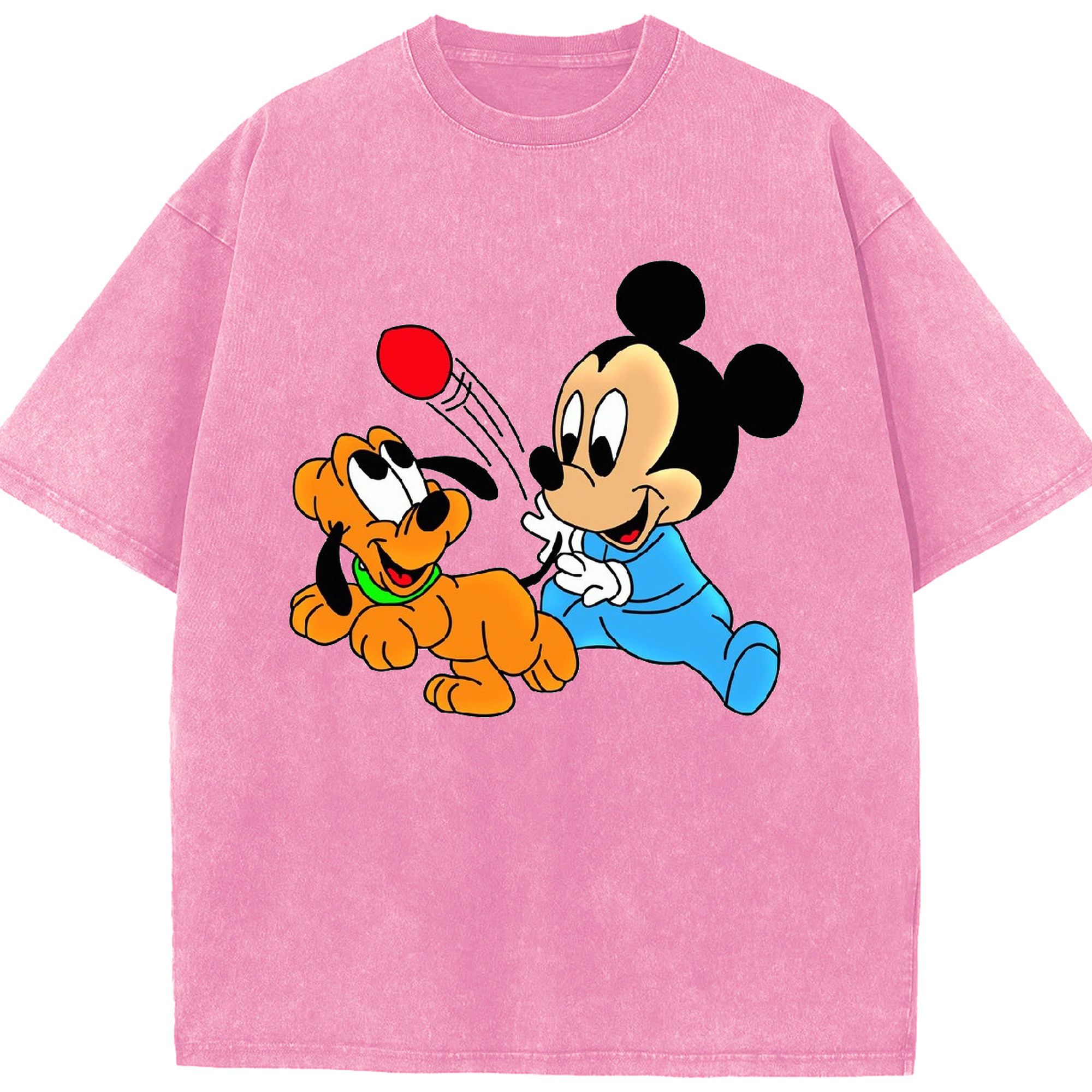 （画像用） ミッキーマウス Mickey Mouse 綿100% ヴィンテージ風 半袖Tシャツ（フロントプリント）